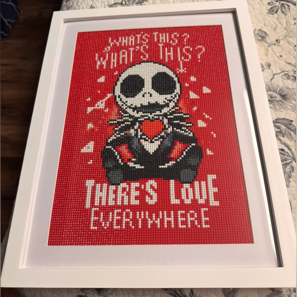 Framed Skeleton Diamond Art on Red